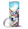 Siberian Husky Hippie Dawg Stainless Steel Skinny Tumbler Vacuum Double Walled Reusable Insulated Tumbler Travel Cup for Coffee Cocktails Gift with Li