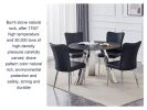 42-inch Sintered Stone Dining Table and Chair Set Mirror-polished Stainless Steel Base 4 Black PU Chairs Modern Luxury Round Dining Table Series