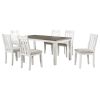 TREXM Retro Style 7-Piece Dining Table Set with Extendable Table and 6 Upholstered Chairs (Brown+White)