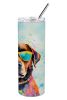 Chocolate Labrador Hippie Dawg Stainless Steel Skinny Tumbler Vacuum Double Walled Reusable Insulated Tumbler Travel Cup for Coffee Cocktails Gift wit