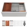 30x20 inch White Farmhouse Sink Workstation - Ceramic Single Bowl Farm Kitchen Sink